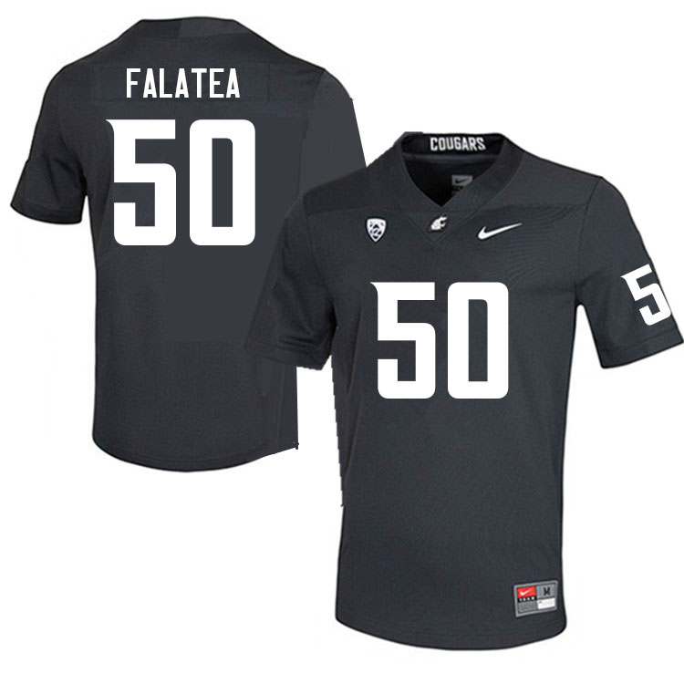 Men #50 Lawrence Falatea Washington State Cougars College Football Jerseys Sale-Charcoal - Click Image to Close
